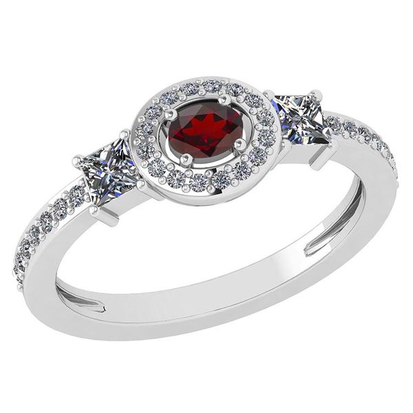 Certified 0.77 Ctw Garnet And Diamond 14k White Gold Ha