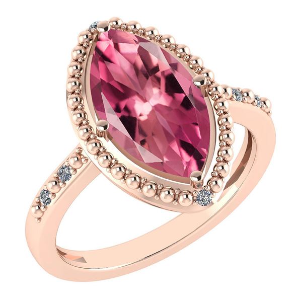 Certified 1.58 Ctw Pink Tourmaline And Diamond VS/SI1 R