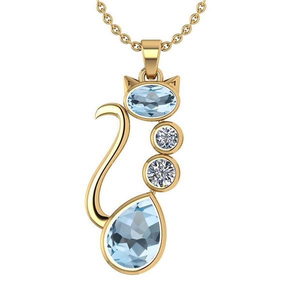 Certified 2.67 Ctw Aquamarine And Diamond 14K Yellow Go