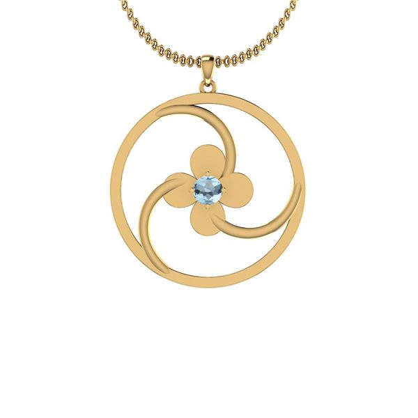 Certified 0.50 Ctw Blue Topaz 10K Yellow Gold Pendant