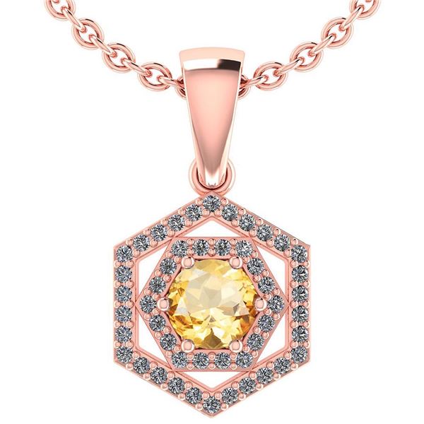 Certified 0.69 Ctw Citrine And Diamond 18K Rose Gold Hl