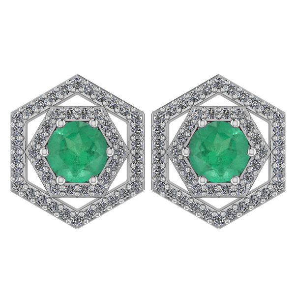 Certified 1.38 Ctw Emerald And Diamond 14k White Gold H