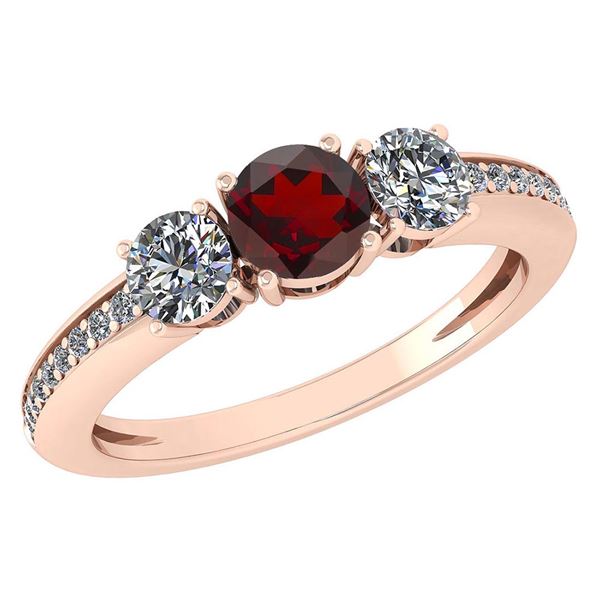 Certified 1.06 Ctw Garnet And Diamond Wedding/Engagemen