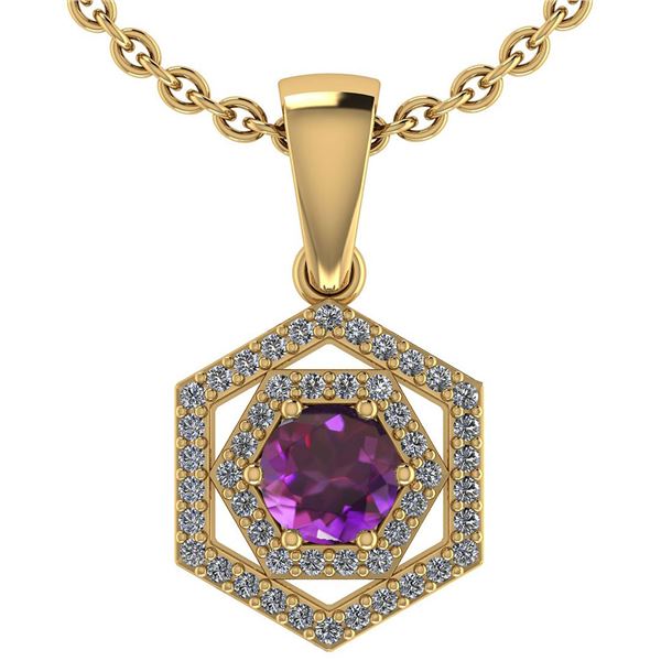 Certified 0.69 Ctw Amethyst And Diamond 14k Yellow Gold