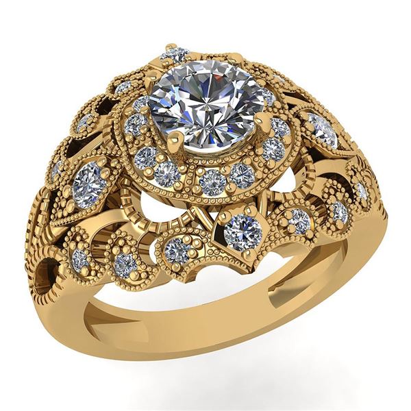Certified 1.10 Ctw Diamond Wedding/Engagement 14K Yello