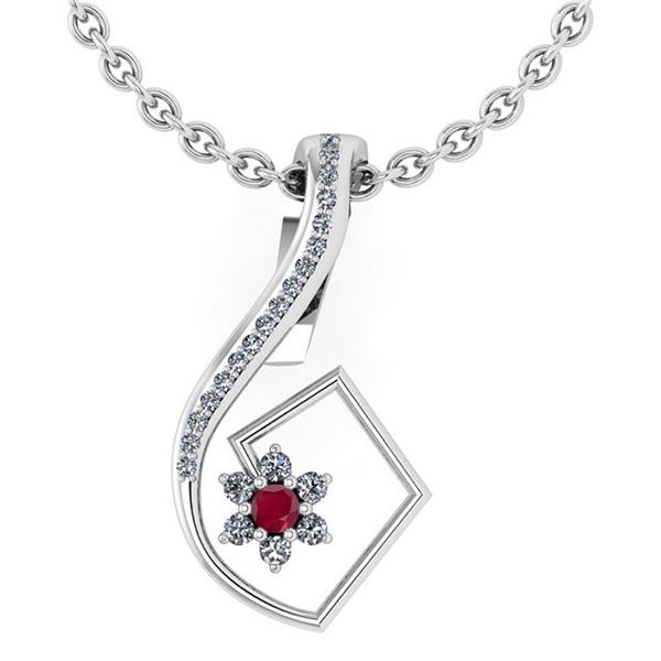 Certified 0.58 Ctw Ruby And Diamond 14k White Gold Halo
