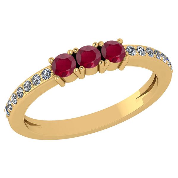 Certified 0.23 Ctw Ruby And Diamond 18k Yellow Gold Hal