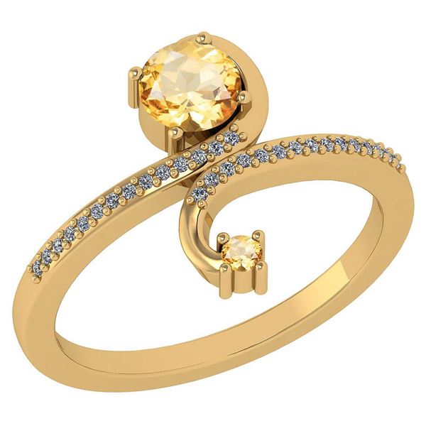 Certified 0.85 Ctw Citrine And Diamond 14k Yellow Gold