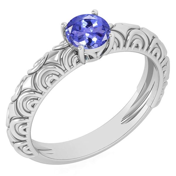 Certified 0.45 Ctw Tanzanite Solitaire Ring with Filigr