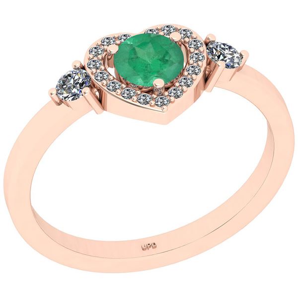 Certified 0.73 Ctw SI2/I1 Emerald And Diamond 14K Rose
