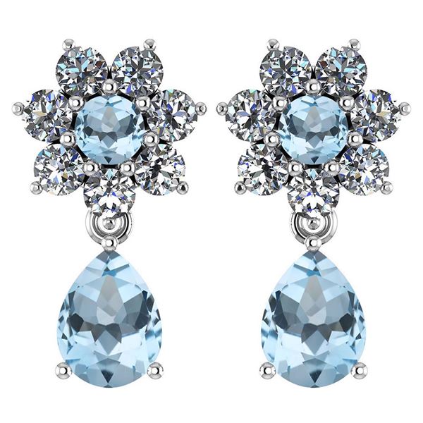 Certified 4.86 Ctw Aquamarine And Diamond Platinum Halo