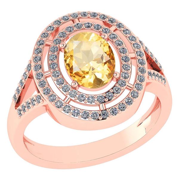 Certified 1.66 Ctw Citrine And Diamond 14k Rose Gold Ha