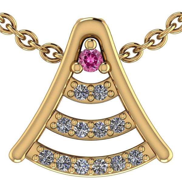 Certified 0.075 Ctw Pink Tourmaline And Diamond 14k Yel
