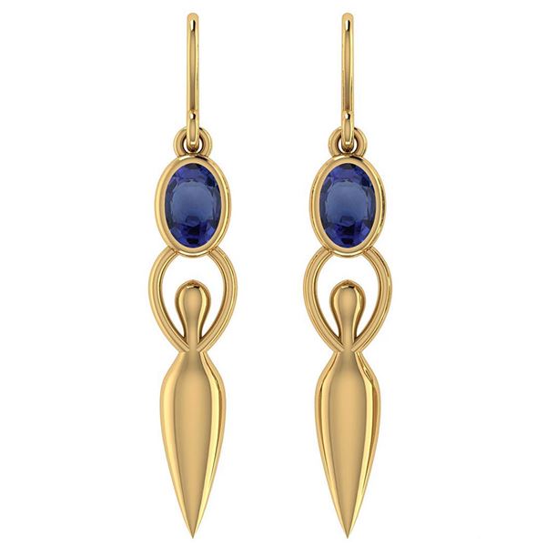 Certified 1.00 Ctw Blue Sapphire And Diamond 14k Yellow