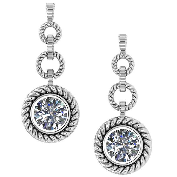 Certified 5.00 Ctw Diamond Hanging Stud Earrings 14K Wh