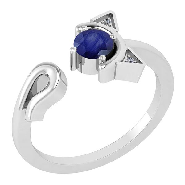 Certified 0.37 Ctw Blue Sapphire And Diamond Cat Style