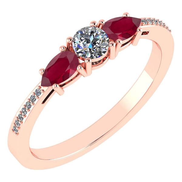 Certified 0.77 Ctw Ruby And Diamond 14k Rose Gold Halo