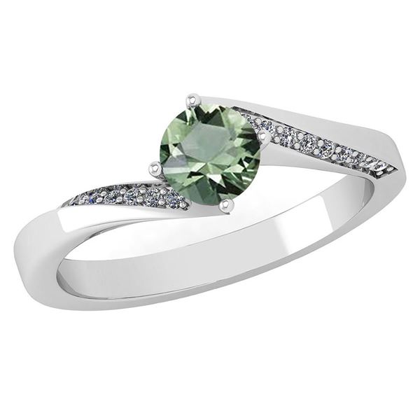 Certified 1.09 Ctw Green Amethyst And Diamond VS/SI1 14
