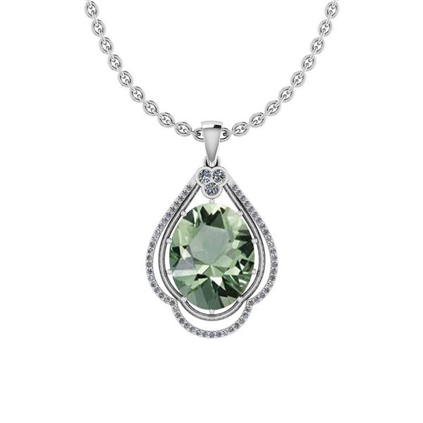 Certified 15.16 Ctw I2/I3 Green Amethyst And Diamond 10