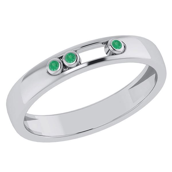 Certified 0.03Ctw Genuine Emerald 14k White Gold Band