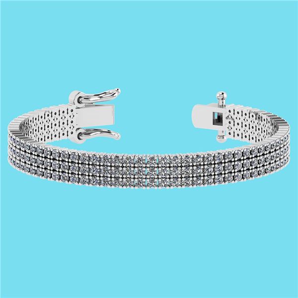 Certified 4.92 Ctw SI2/I1 Diamond 14K White Gold 3 Row