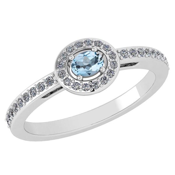 Certified 0.29 Ctw Aquamarine And Diamond 14k White Gol