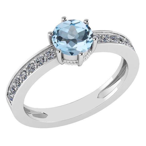 Certified 1.09 Ctw Blue Topaz And White Diamond VS/SI1