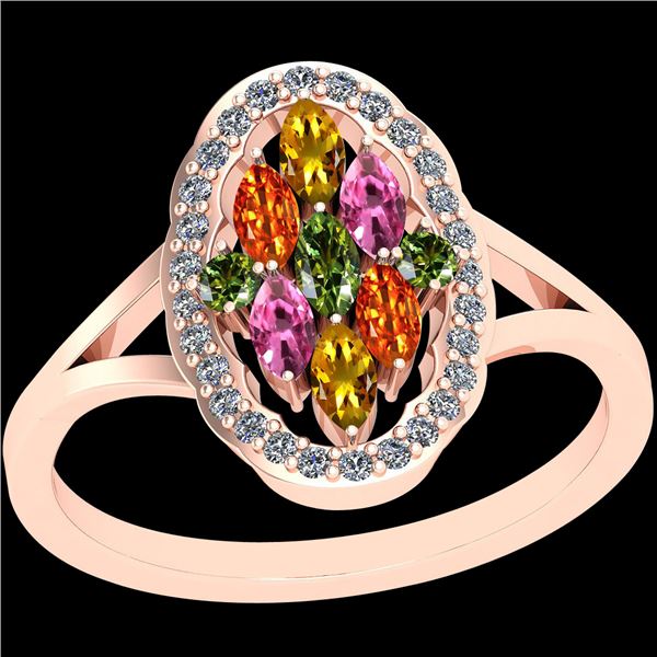 Certified 0.91 Ctw Multi Pink,Green,Orange ,Yellow Sapp