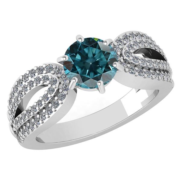 Certified 1.71 Ctw Treated Fancy Blue Diamond Wedding/E