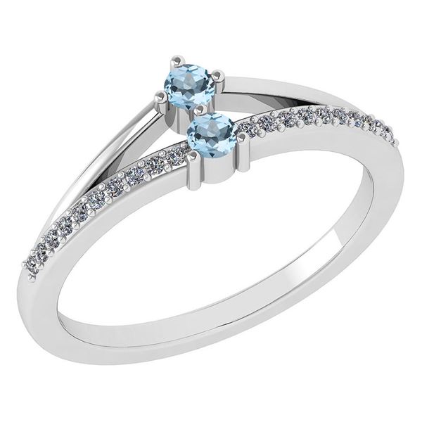 Certified 0.22 Ctw Aquamarine And Diamond 14k White Gol