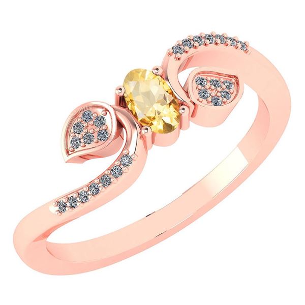 Certified 0.28 CTW Citrine And Diamond 14k Rose Gold Ha