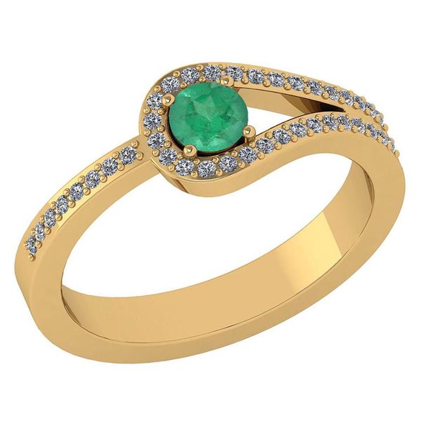 Certified 1.30 Ctw Emerald And Diamond 14k Yellow Gold