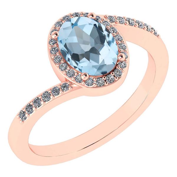 Certified 1.44 Ctw Aquamarine And Diamond 14k Rose Gold