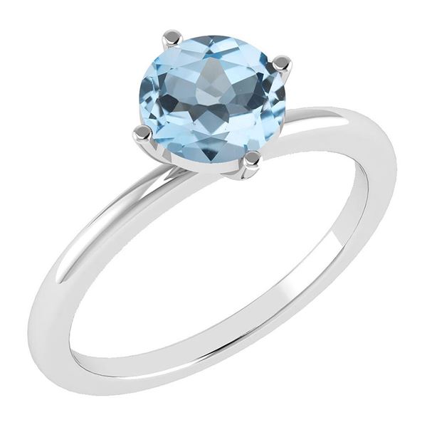 Certified 1.25 Ctw Blue Topaz 14K White Gold Solitaire
