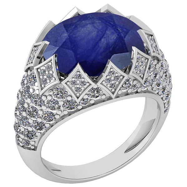 Certified 7.81 Ctw Blue Sapphire And Diamond VS/SI1 Uni