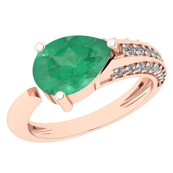 Certified 1.54 Ctw Emerald And Diamond VS/SI1 Halo Ring