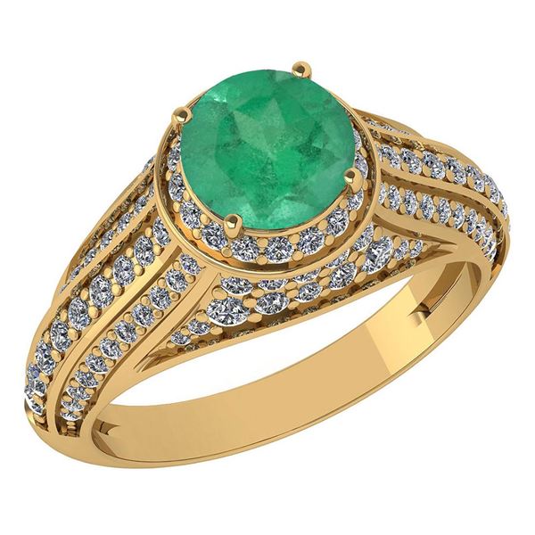 Certified 2.30 Ctw Emerald And Diamond Wedding/Engageme