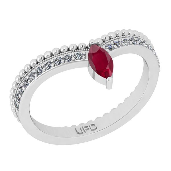 Certified 0.45 Ctw SI2/I1 Ruby And Diamond 14K White Go