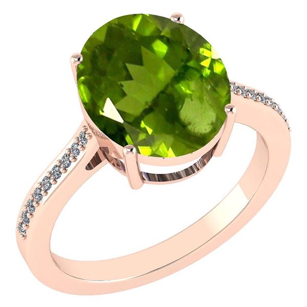 Certified 2.75 Ctw Peridot And Diamond VS/SI1 Ring 14K