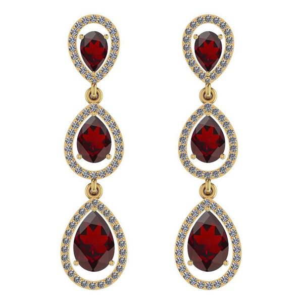Certified 7.31 Ctw Garnet And Diamond VS/SI1 Dangling E