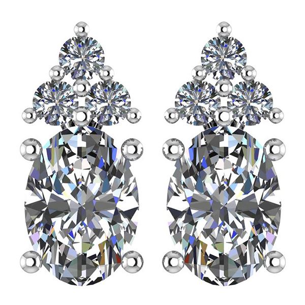 Certified 1.51 Ctw Diamond 14k White Gold Stud Earrings