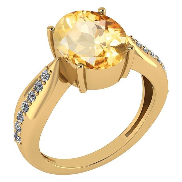 Certified 5.30 Ctw Citrine And Diamond VS/SI1 Ring 14k