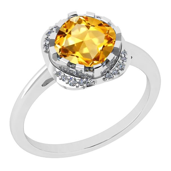 Certified 1.15 Ctw Citrine And Diamond VS/SI1 18K White