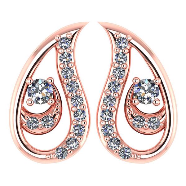 Certified 0.17 Ctw Diamond 14k Rose Gold Halo Stud leaf