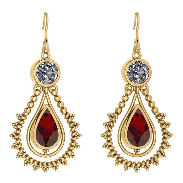 Certified 5.18 Ctw Garnet And Diamond SI2/I1 Dangling E