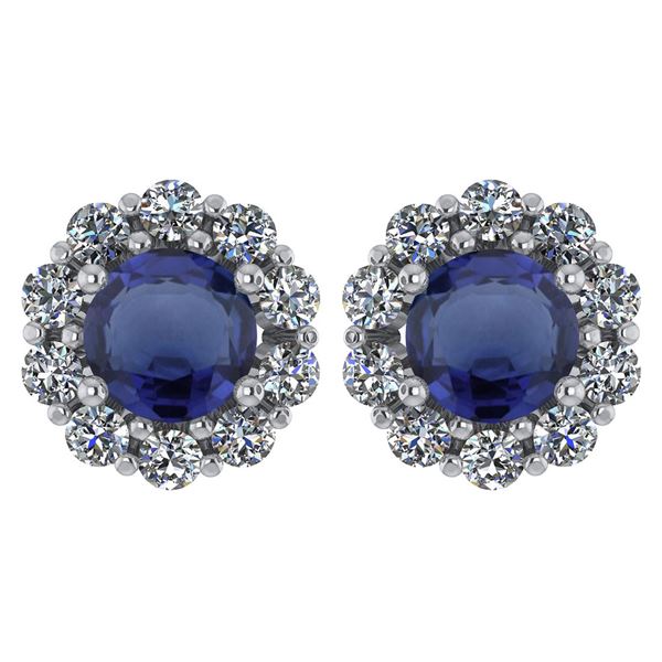 Certified 2.30 Ctw Blue Sapphire And Diamond 14k White