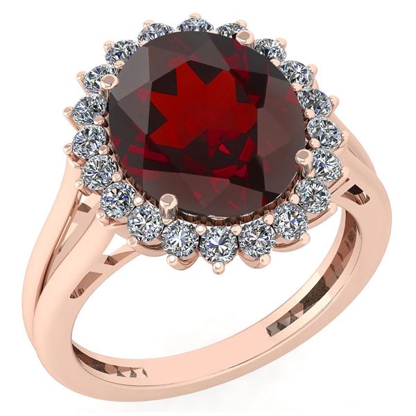 Certified 5.65 Ctw Garnet And Diamond VS/SI1 Halo Ring