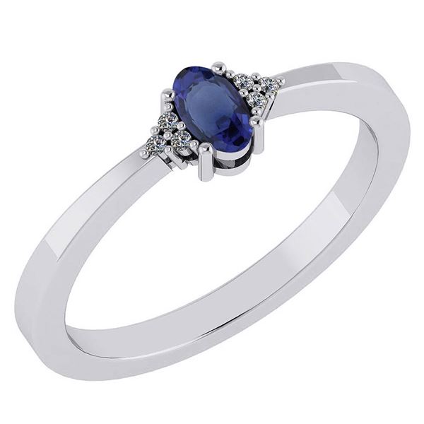 Certified 0.24 CTW Blue Sapphire And Diamond 14k White