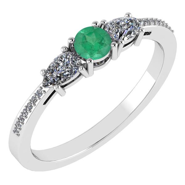 Certified 0.77 Ctw Emerald And Diamond 18K White Gold H