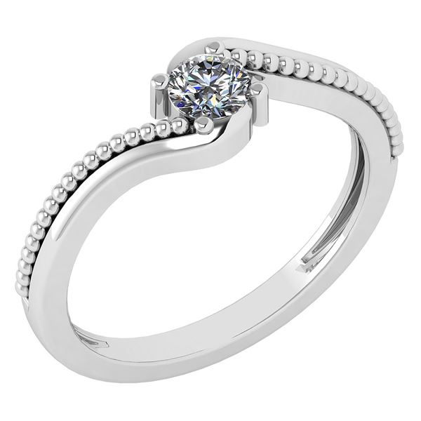 Certified 0.50Ctw Diamond 14K White Gold Promise Ring